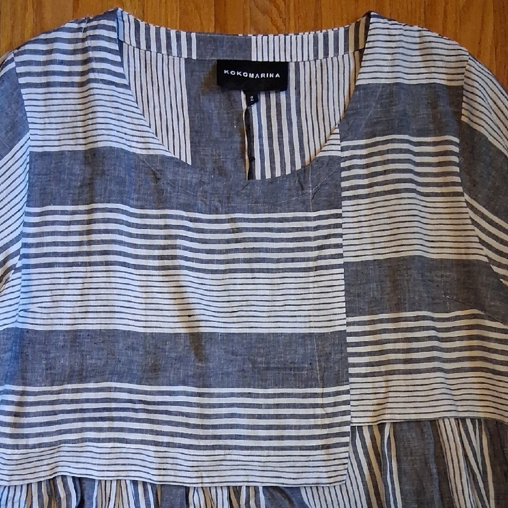Kokomarina Women's Blue Striped Midi Dress - Picture 3 of 3